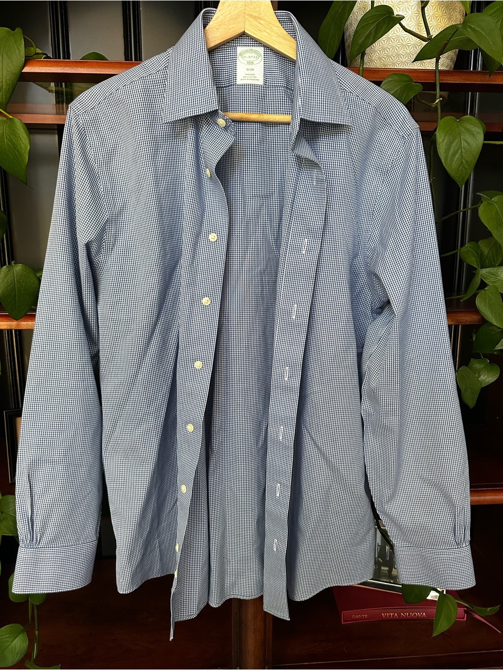 Brooks Brothers 100% Cotton Non Iron Blue White Gingham Shirt